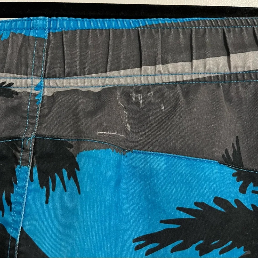 Tony Hawk Blue and Black Board Shorts with Palm Tree Design Medium swim trunks